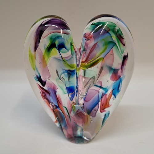 Click to view detail for DG-171 Blown Glass Heart Abstract Rainbow $112
